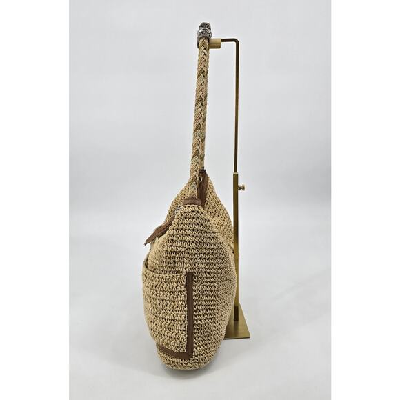Brighton Coastal Chic Barbados Raffia Crochet Hobo – Woven Straw Boho Coastal - Picture 3 of 9